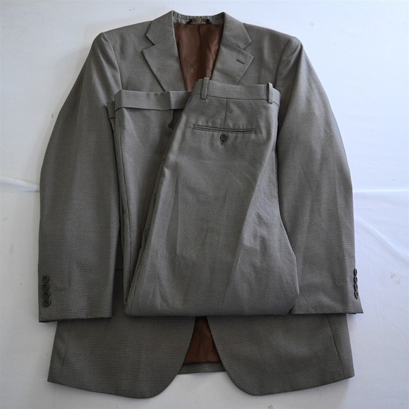 Caravelli‎ 40L 33x30 Brown Houndstooth Eiffel Mens Jacket Pants Suit
